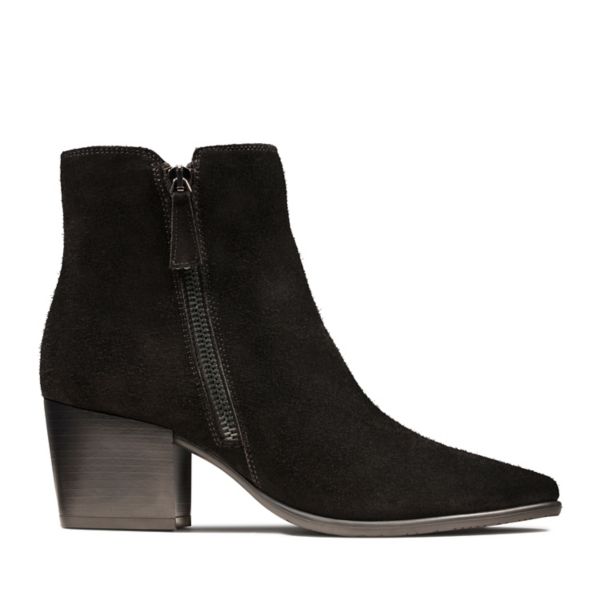 Clarks Womens Isabella Zip Ankle Boots Black | UK-3618045 - Click Image to Close